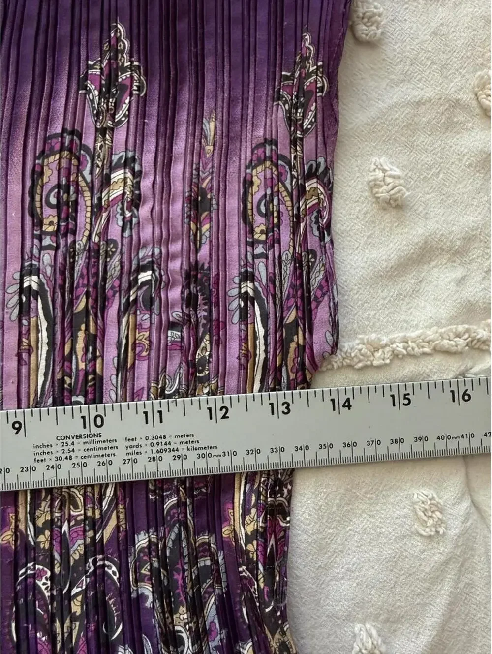 Purple Accordion Pleated Paisley Tunic Top